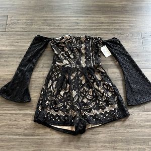 Black lace romper NWT!